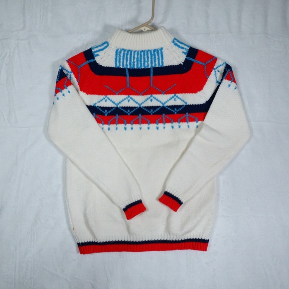 Vintage Castle Square Wool Sweater Womens M Heavy Mock Neck Cozy Winter Retro - Picture 1 of 9